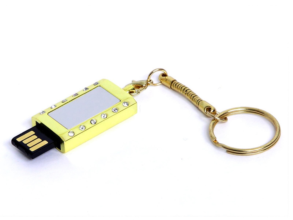 USB 2.0- флешка на 64 Гб Кулон с кристаллами и мини чипом с логотипом  | Print Logo