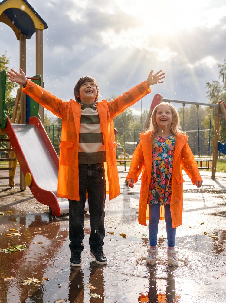 Дождевик детский RainDrop Kids, оранжевый, 12 лет (рост 142-152)
