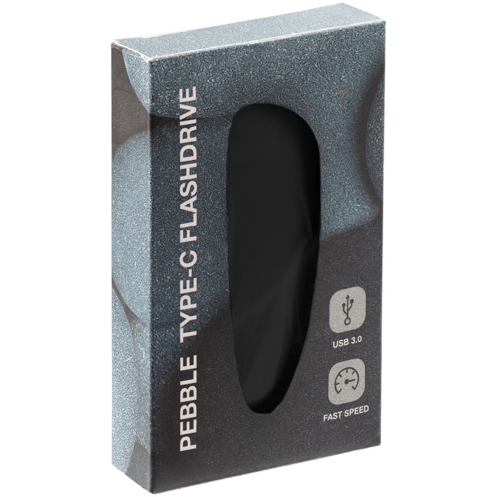 Флешка Pebble Type-C, USB 3.0, серо-синяя фото на сайте Print Logo.