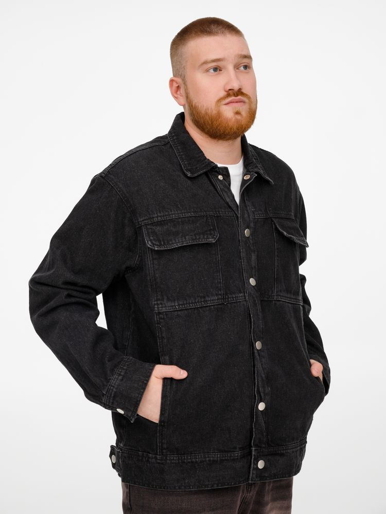 Куртка джинсовая O2, черная, размер 3XL/4XL
