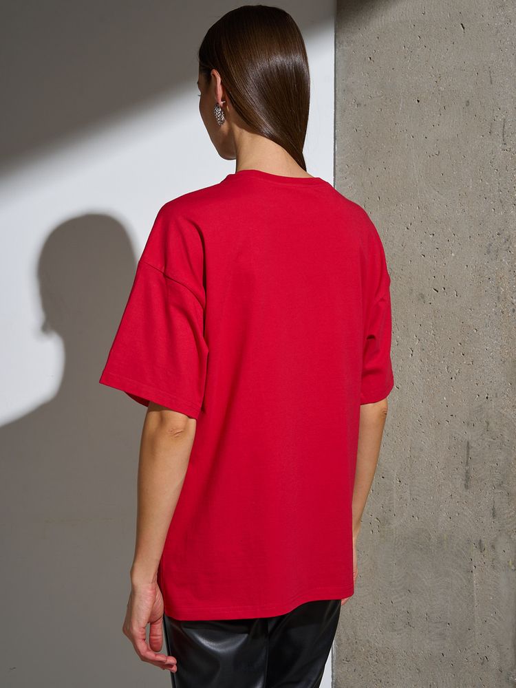 Футболка Oversize Premium, красная, размер XL