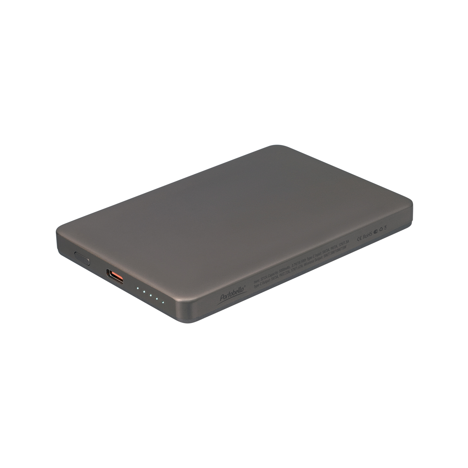 Внешний аккумулятор Оникс PD (Onyx PD) 5000mAh с функцией беспроводной зарядки 15W, серый фото на сайте Print Logo.