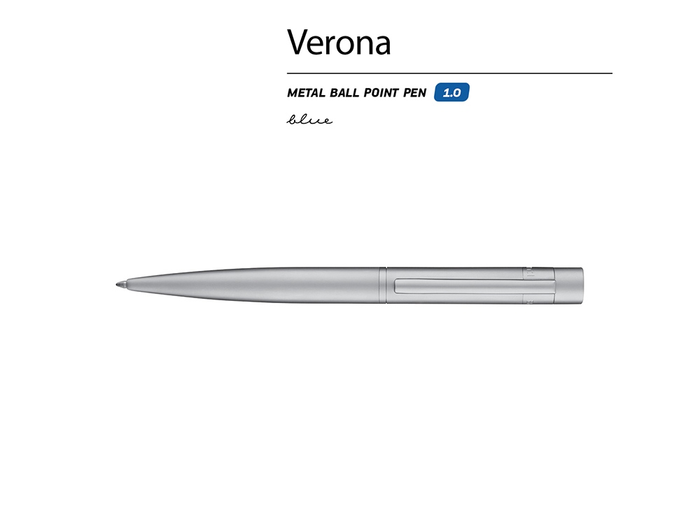 Ручка шариковая автоматическая BrunoVisconti VERONA цвет корпуса серебряный 1 мм, синяя