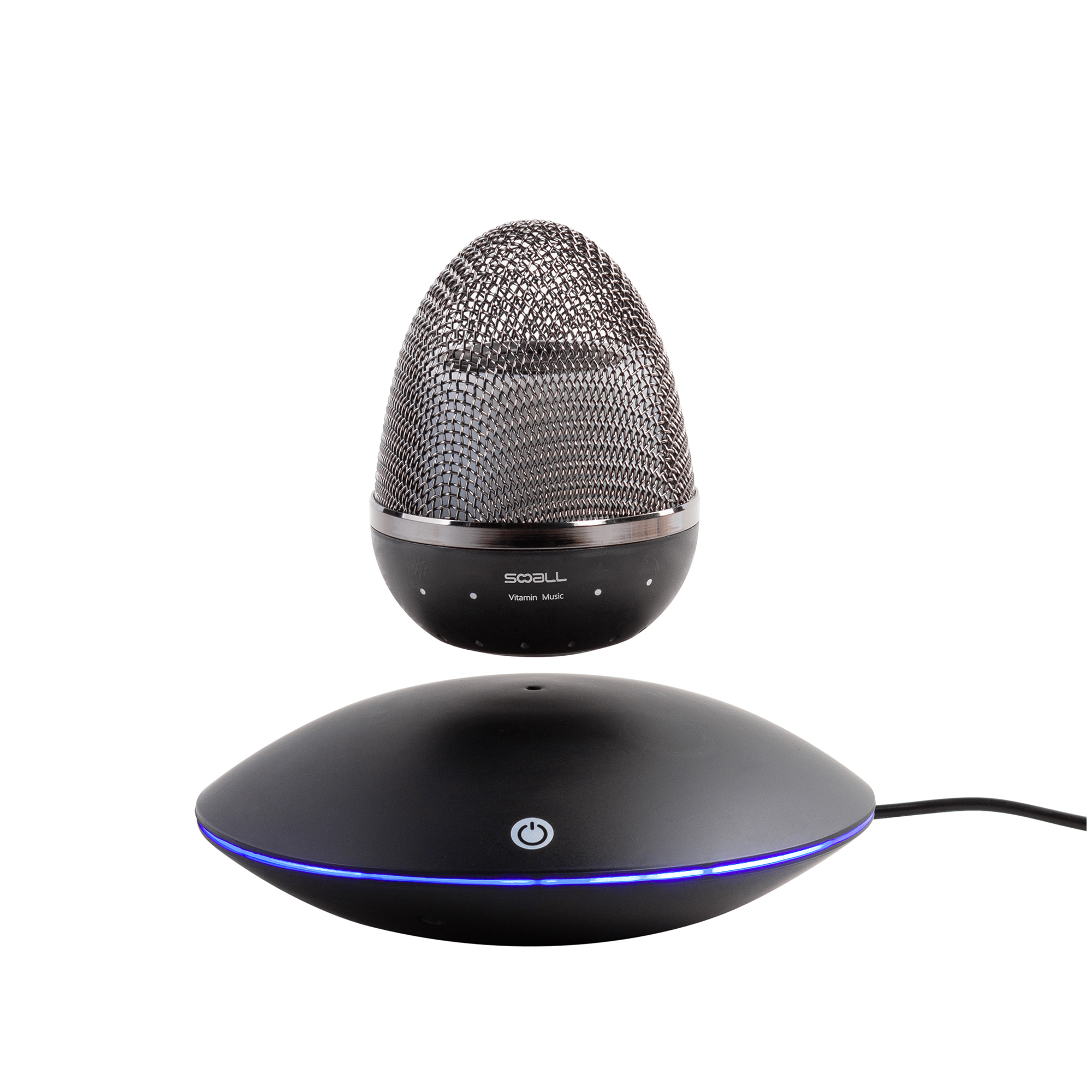 Левитирующая bluetooth колонка "Smart UFO" 3Вт с разноцветной подсветкой, черный с синим