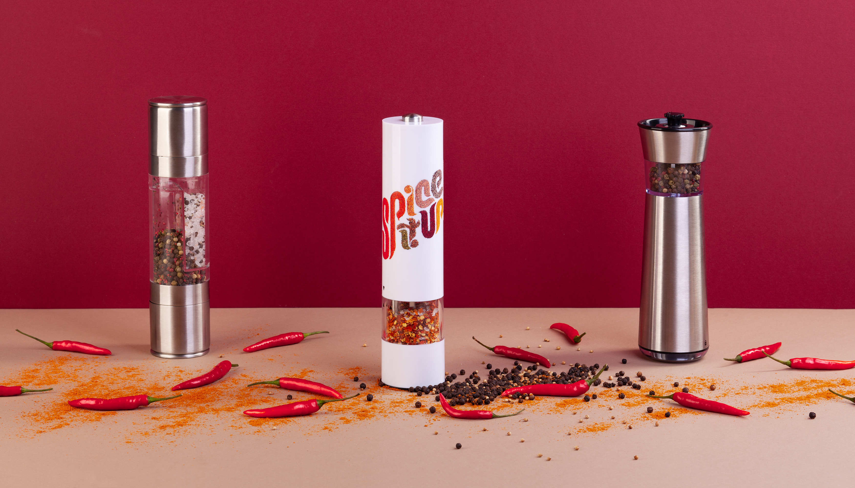 Мельница для специй "Spice flip" двойная, серебристый
