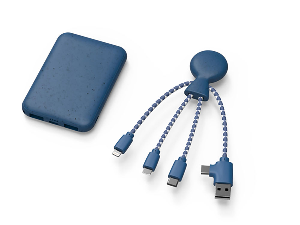 Портативное зарядное устройство BioPack c кабелем Mr. Bio, 5000 mAh, синий