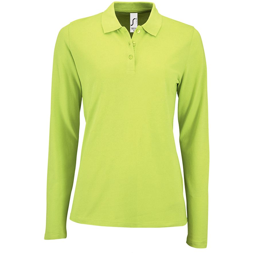 Рубашка поло женская с длинным рукавом Perfect LSL Women с логотипом Sol's | Print Logo