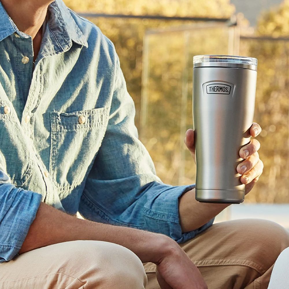 Термокружка Icon 710 с поворотной крышкой — пример нанесения логотипа (THERMOS) | Print Logo
