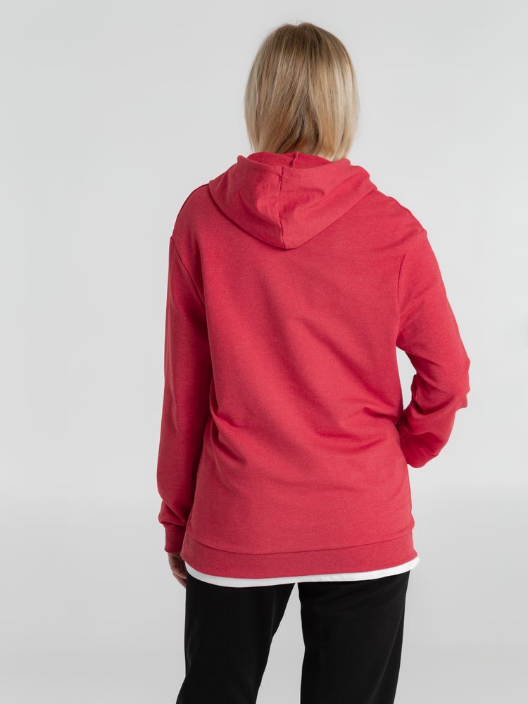 Толстовка с капюшоном унисекс Hoodie, красный меланж, размер L
