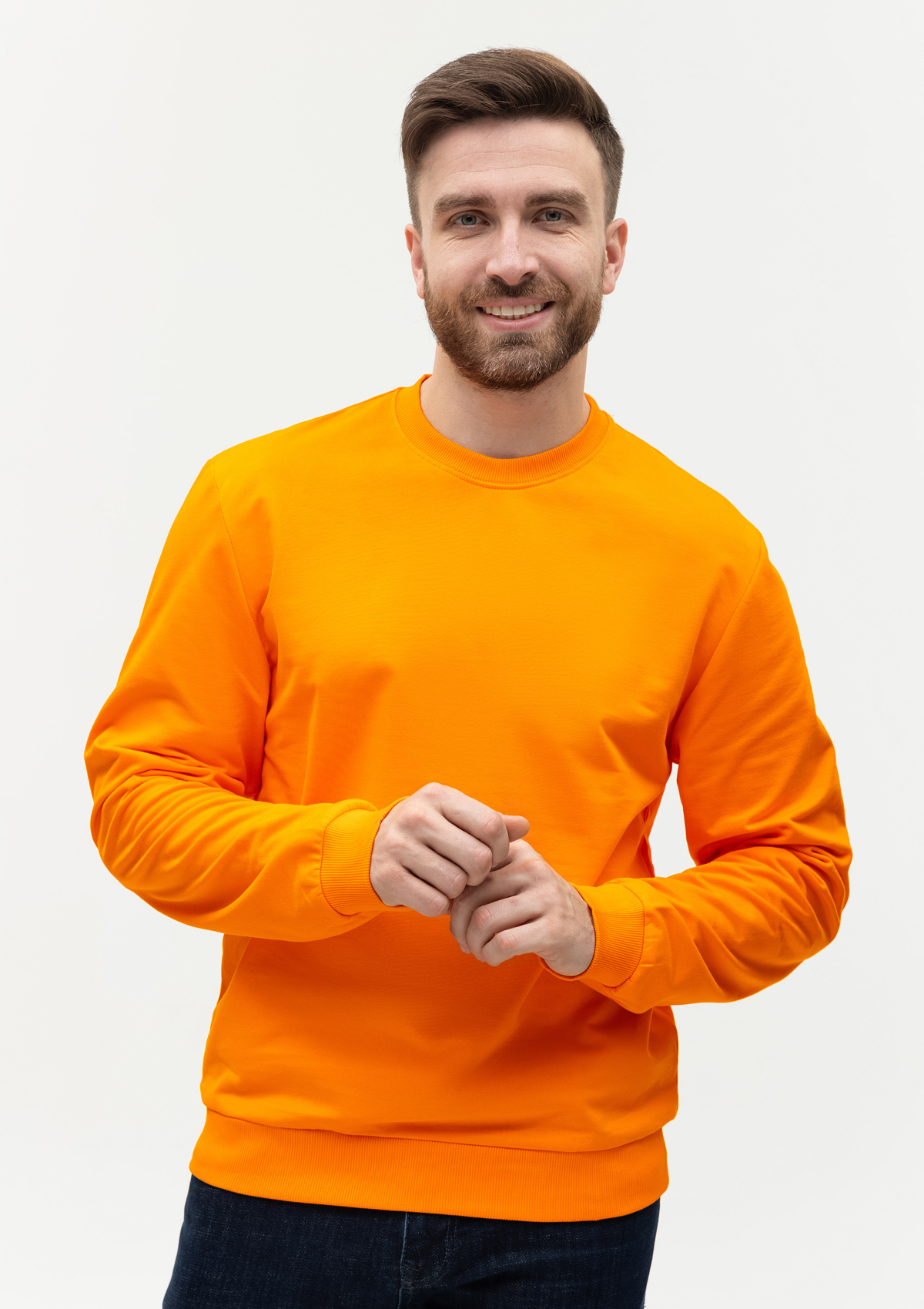 Свитшот унисекс STAN футер без начёса, 260, 63, Оранжевый,  (28/1)  (54/XXL)