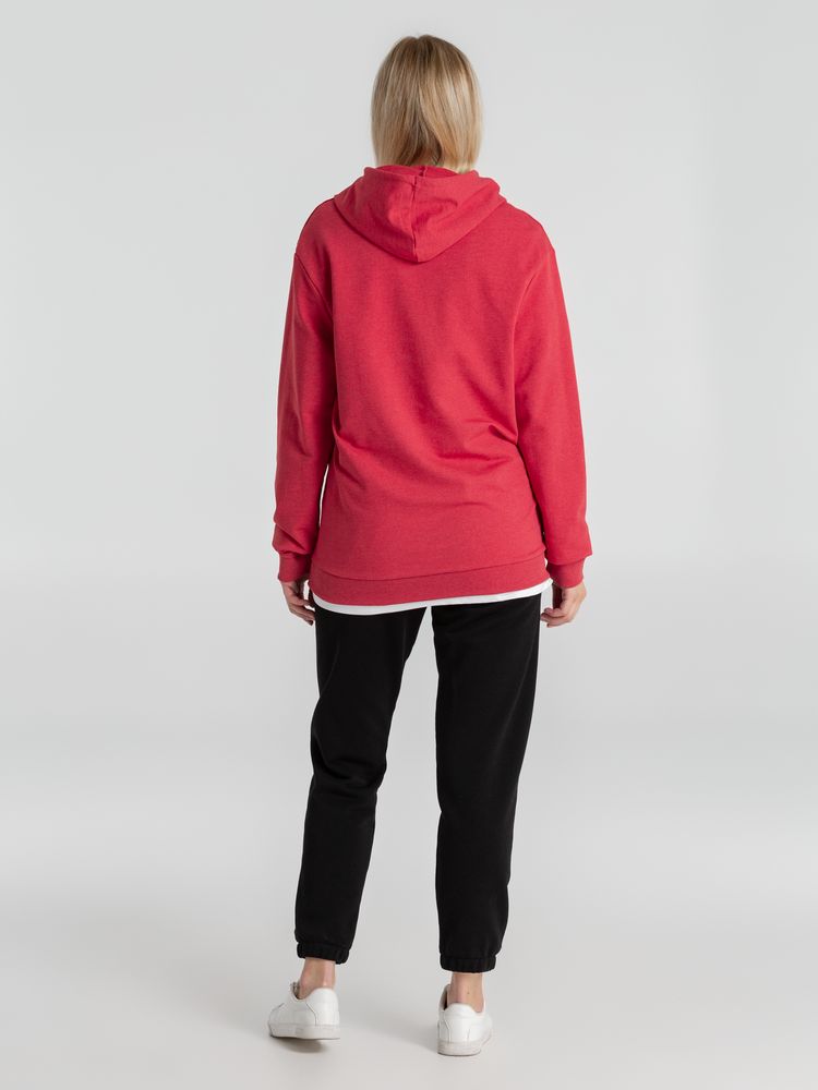 Толстовка с капюшоном унисекс Hoodie, красный меланж, размер L