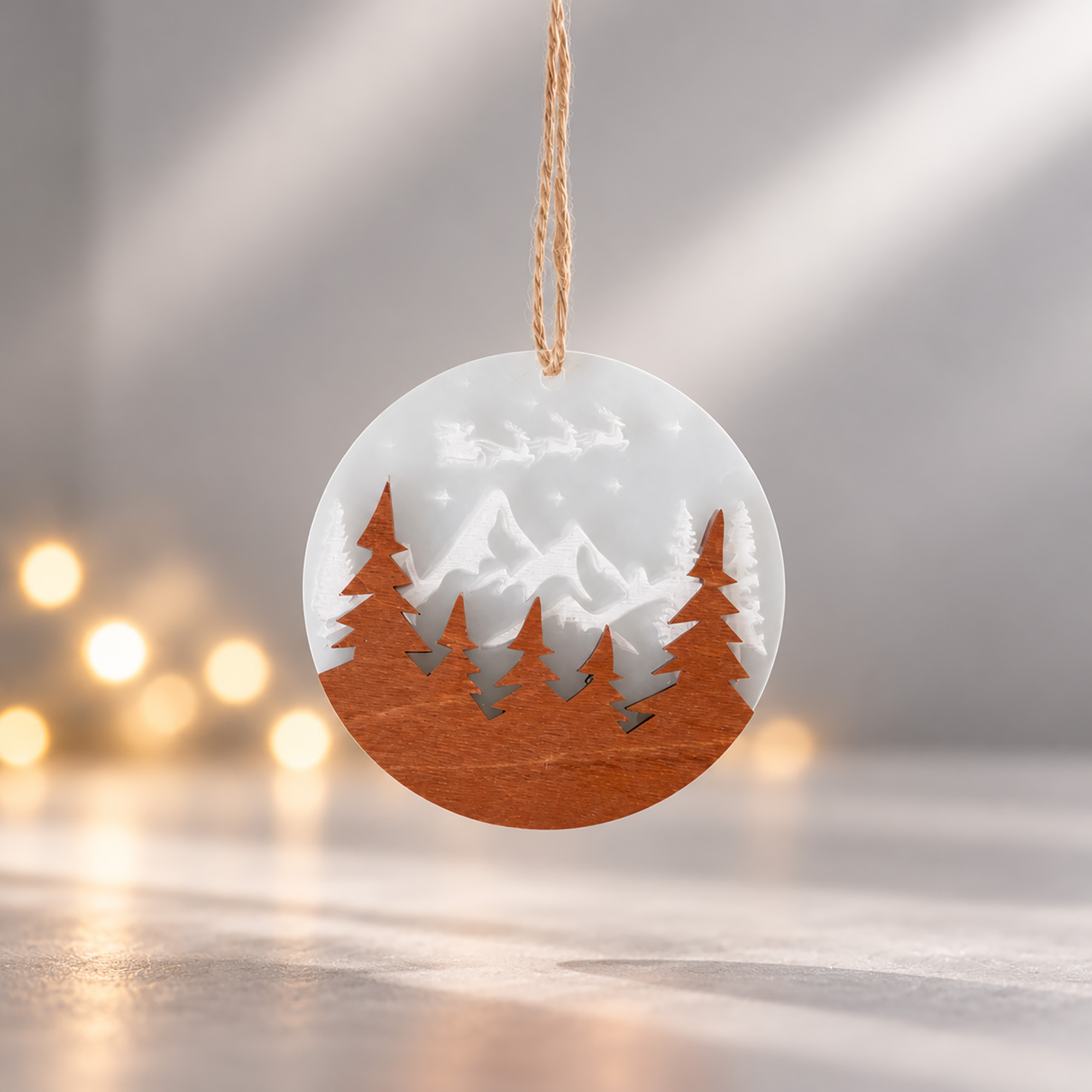 Деревянная подвеска на елку Christmas с логотипом  | Print Logo