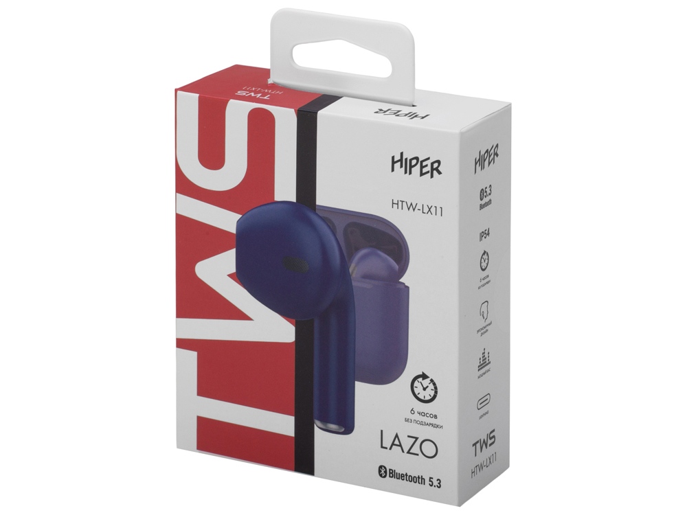 Беспроводные наушники HIPER TWS Lazo X12 White (HTW-LX12) Bluetooth 5.3 гарнитура, Белый (Р)