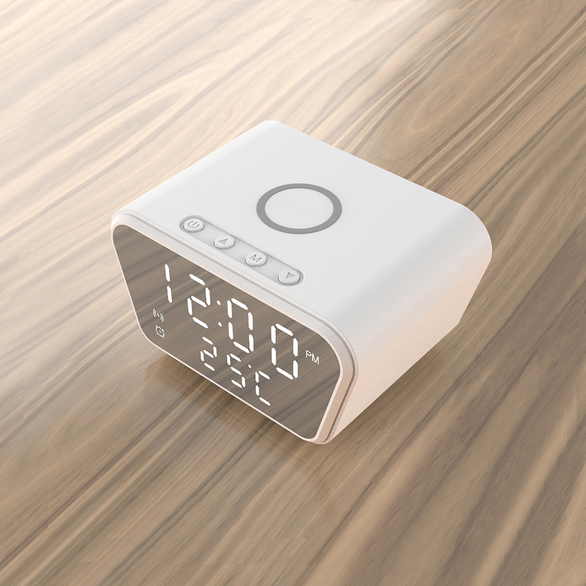 Настольные часы "Smart Clock" с беспроводным (15W) зарядным устройством, будильником и термометром фото на сайте Print Logo.