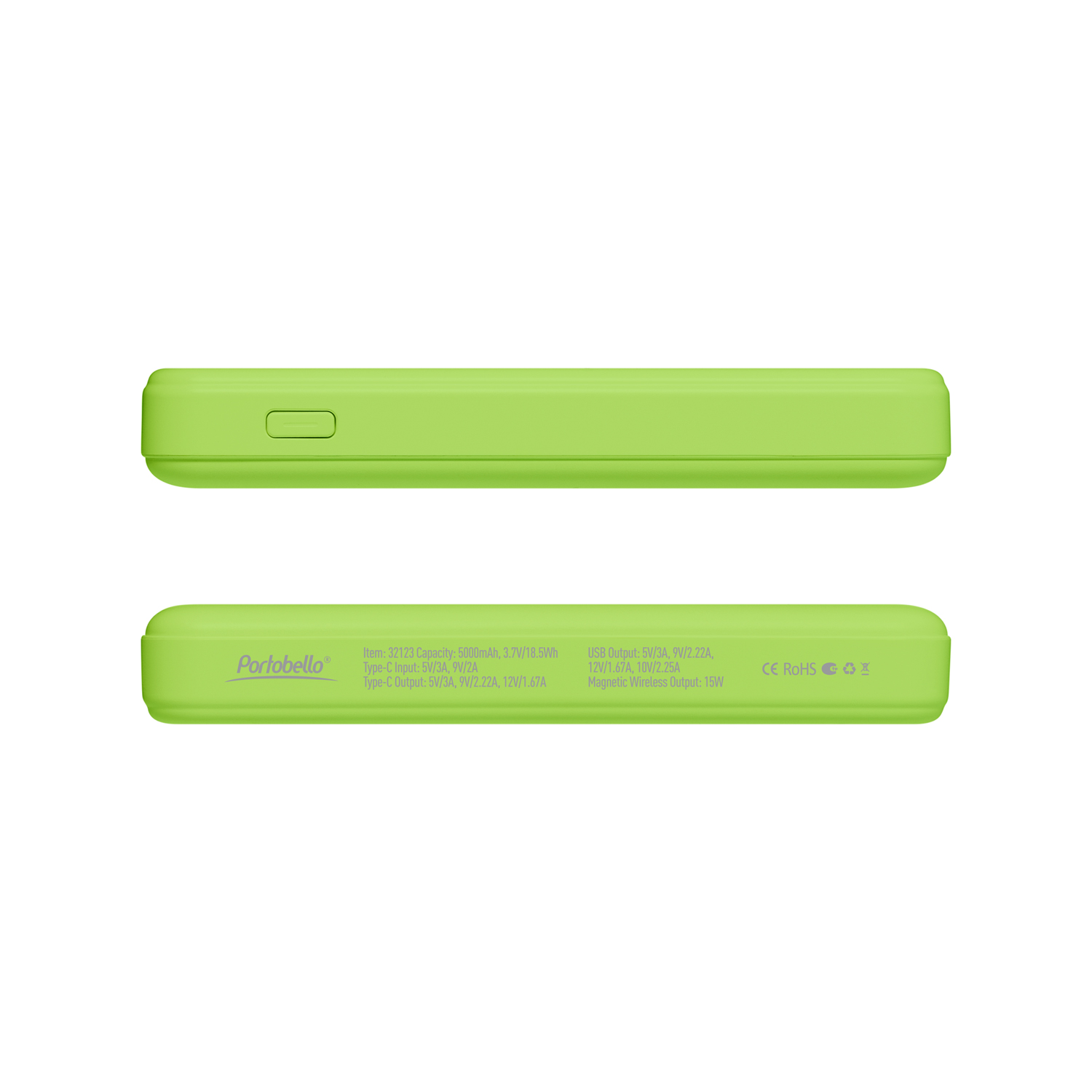 Внешний аккумулятор Ларго PD (Largo PD) 5000mAh с функцией беспроводной зарядки 15W, салатовый