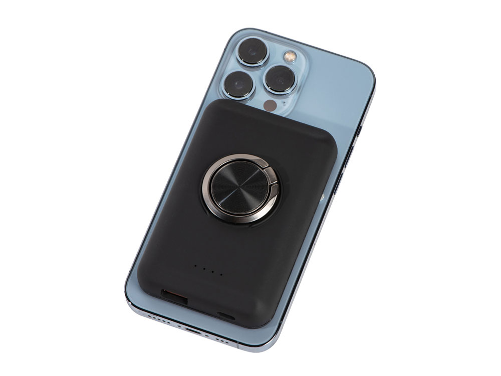 Магнитный беспроводной внешний аккумулятор MagnetIQ, 5000 mah, 10 W, черный (Р)