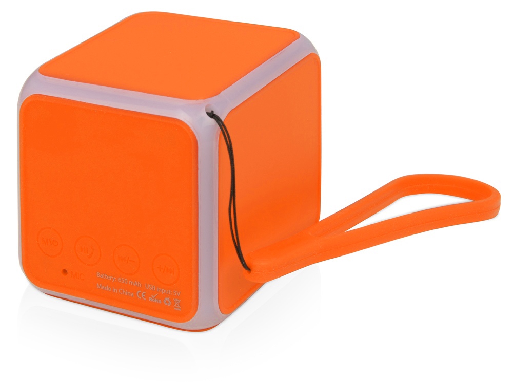 Портативная колонка Cube с подсветкой, оранжевый