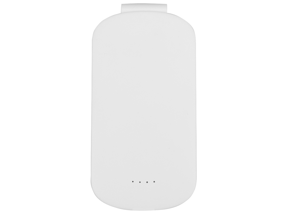 Портативное зарядное устройство Pin на 4000 mAh с большой площадью нанесения и клипом для крепления к одежде или сумке, белый
