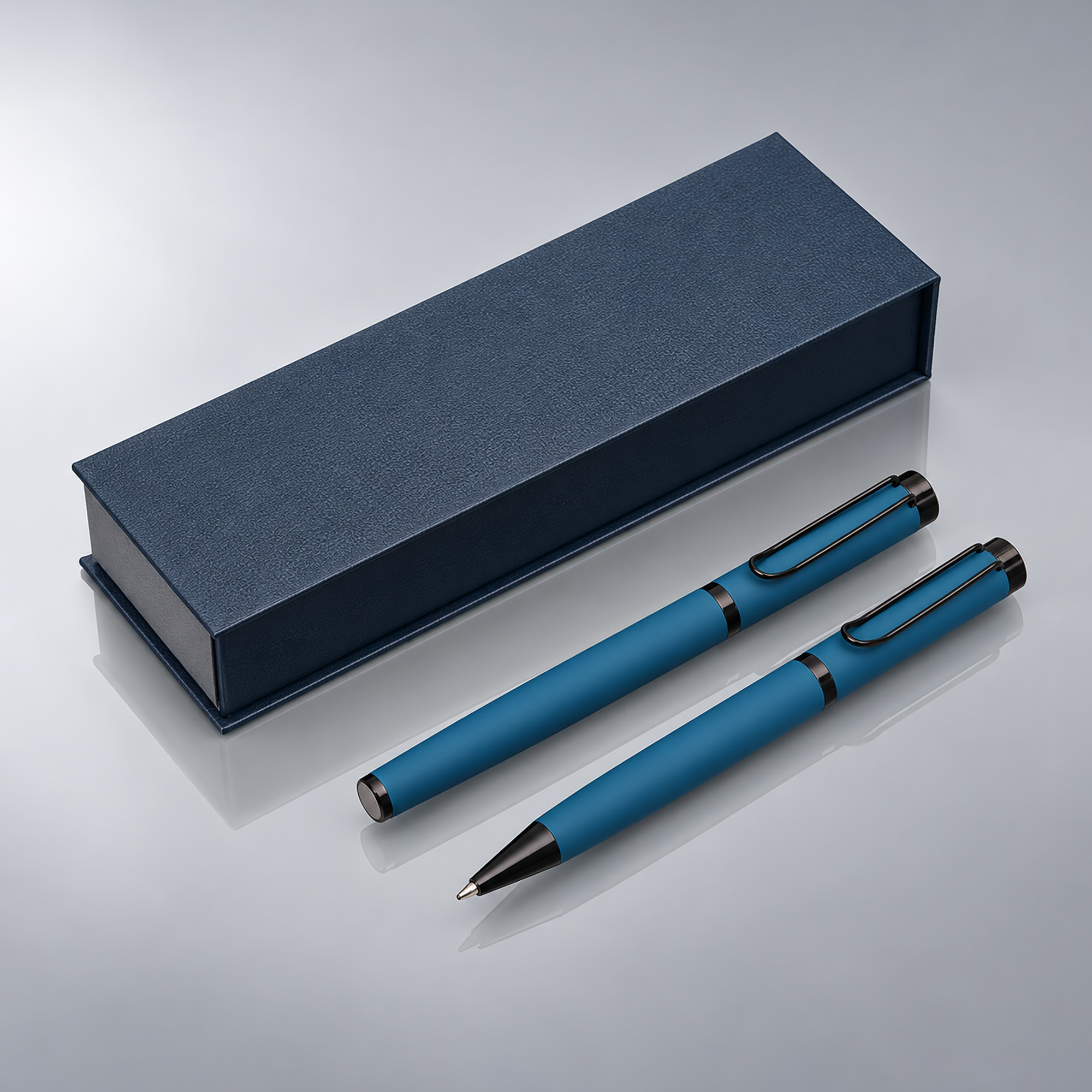 Подарочный набор из 2-х ручек Black Lama soft-touch с логотипом Lettertone | Print Logo