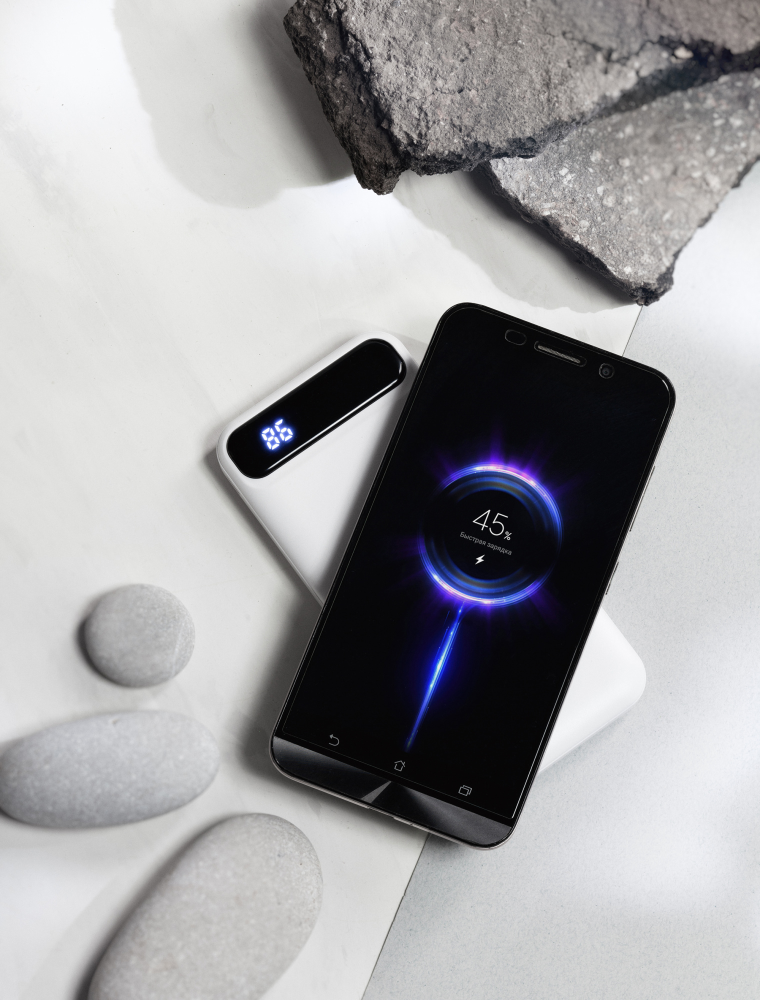 Беспроводное зарядное устройство "Quantum", 10000 mAh с цифровым индикатором заряда фото на сайте Print Logo.