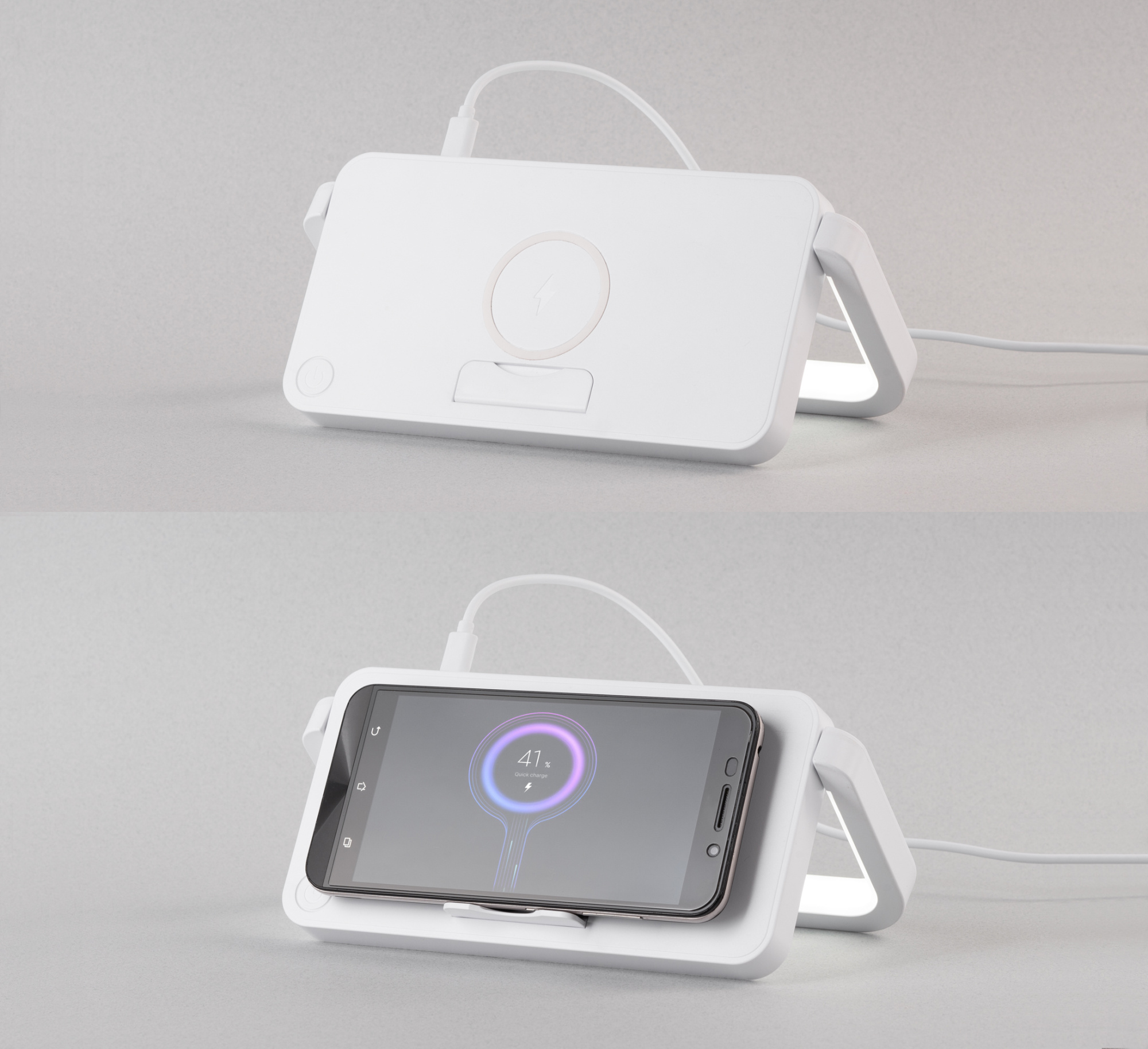 Лампа складная "Smart Light" с беспроводным (10W) зарядным устройством и подставкой для смартфона фото на сайте Print Logo.
