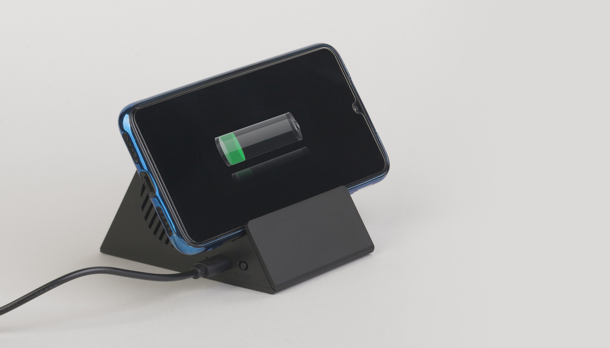 Bluetooth колонка-подставка "Rock" 3Вт с беспроводным зарядным устройством и подсветкой логотипа фото на сайте Print Logo.